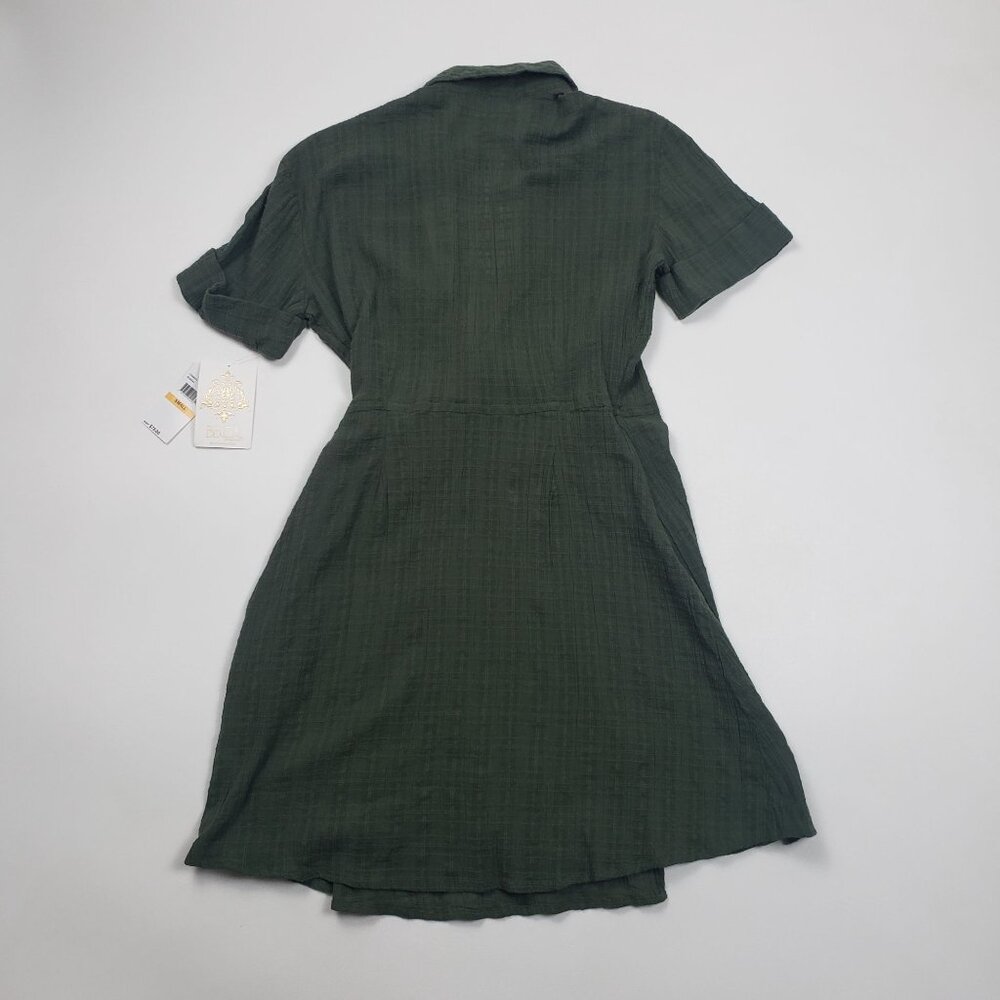 BECCA Playa Textured Collared Wrap Shirtdress Cover-Up Size Small Cactus Green - Picture 4 of 16